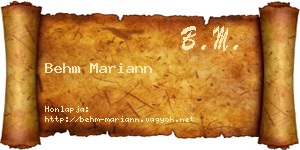 Behm Mariann névjegykártya